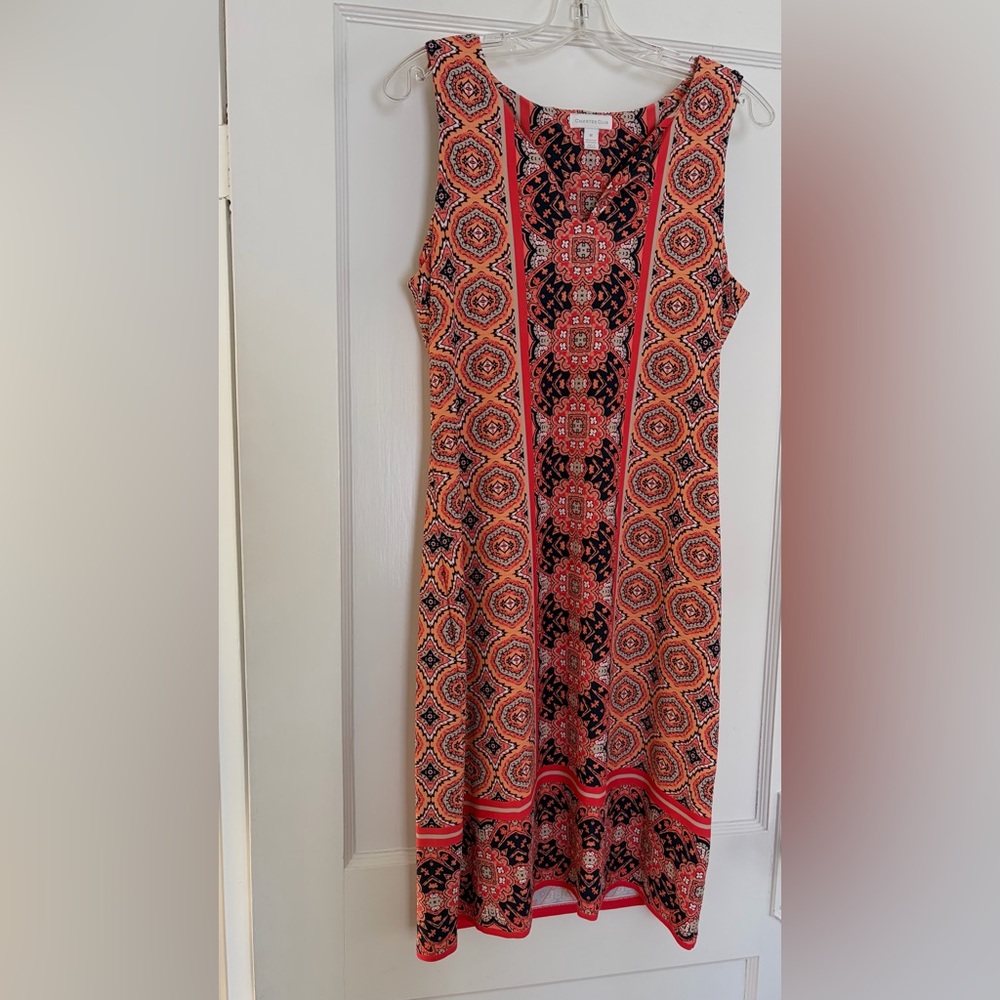 Charter Club Multicolored Exotic Patterned Sleeveless Midi Dress Women’s Size M